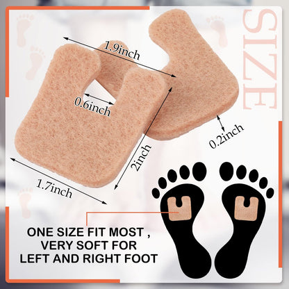 Boao 60 Stück Hornhautpads 1/4 Zoll dick U-förmig Fila-Pads Filz-Hornhautkissen Klebender Hühneraugenschutz für Männer Frauen Füße Zehen Schmerzlinderung Blasenprävention