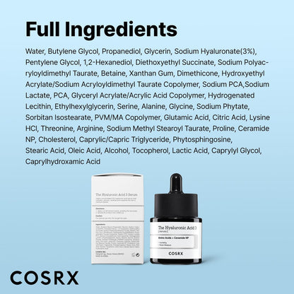 COSRX Pure Sodium Hyaluronic Acid 3% Serum – Feuchtigkeitsspendend & Anti-Aging für trockene Haut, 20 ml