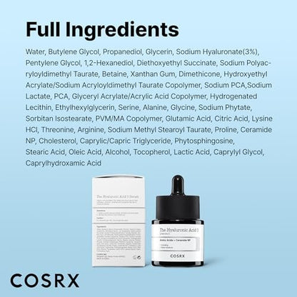 COSRX Pure Sodium Hyaluronic Acid 3% Serum – Feuchtigkeitsspendend & Anti-Aging für trockene Haut, 20 ml