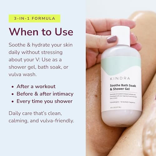 Kindra Soothe Feminine Wash – pH-ausgeglichene, unparfümierte Intimwaschlotion – von Gynäkologen empfohlen bei Vulvatrockenheit, Geruch, Juckreiz, Infektionsvorbeugung und Reizungen – sicher für die Vaginalgesundheit