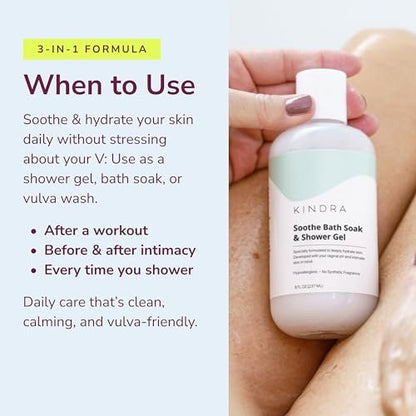 Kindra Soothe Feminine Wash – pH-ausgeglichene, unparfümierte Intimwaschlotion – von Gynäkologen empfohlen bei Vulvatrockenheit, Geruch, Juckreiz, Infektionsvorbeugung und Reizungen – sicher für die Vaginalgesundheit