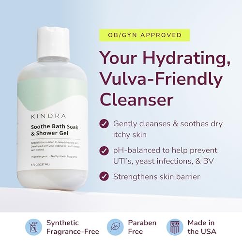 Kindra Soothe Feminine Wash – pH-ausgeglichene, unparfümierte Intimwaschlotion – von Gynäkologen empfohlen bei Vulvatrockenheit, Geruch, Juckreiz, Infektionsvorbeugung und Reizungen – sicher für die Vaginalgesundheit