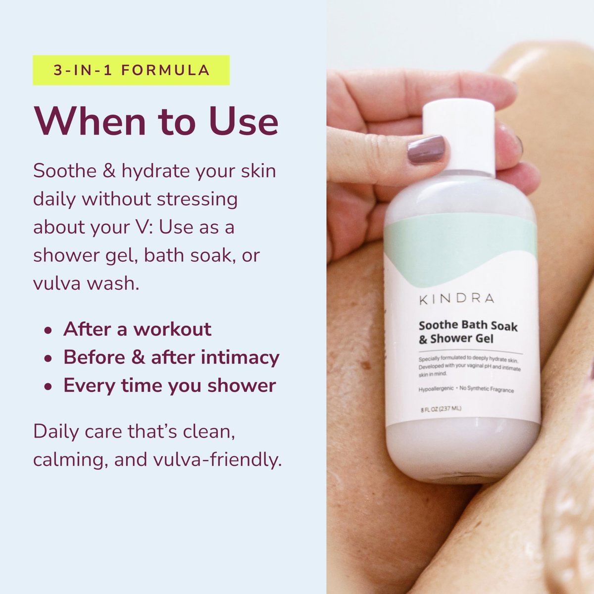 Kindra Soothe Feminine Wash – pH-ausgeglichene, unparfümierte Intimwaschlotion – von Gynäkologen empfohlen bei Vulvatrockenheit, Geruch, Juckreiz, Infektionsvorbeugung und Reizungen – sicher für die Vaginalgesundheit