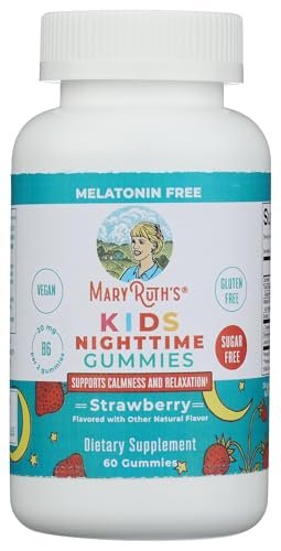 MARYRUTH'S Kinder-Nachtgummis | Zuckerfrei | Ohne Melatonin mit L-Theanin, Melisse, Kamille, Vitamin B6 | Entspannung für Kinder ab 2 Jahren | Vegan | Ohne Gentechnik | Glutenfrei | 60 Stück