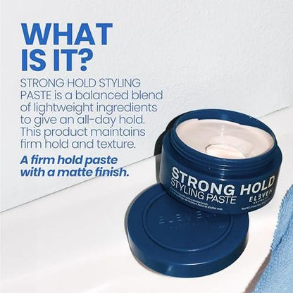ELEVEN AUSTRALIA Strong Hold Haarstyling-Paste für Männer & Frauen – Matte Finish Texturpaste für kurzes bis mittellanges Haar, fester Halt den ganzen Tag, formende Stylingcreme, verleiht Glanz, tierversuchsfrei – 85 g