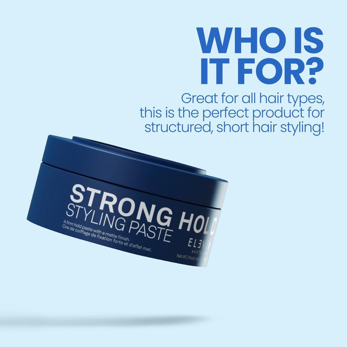 ELEVEN AUSTRALIA Strong Hold Haarstyling-Paste für Männer & Frauen – Matte Finish Texturpaste für kurzes bis mittellanges Haar, fester Halt den ganzen Tag, formende Stylingcreme, verleiht Glanz, tierversuchsfrei – 85 g