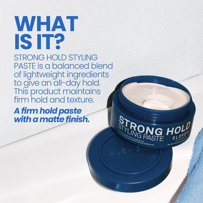 ELEVEN AUSTRALIA Strong Hold Haarstyling-Paste für Männer & Frauen – Matte Finish Texturpaste für kurzes bis mittellanges Haar, fester Halt den ganzen Tag, formende Stylingcreme, verleiht Glanz, tierversuchsfrei – 85 g