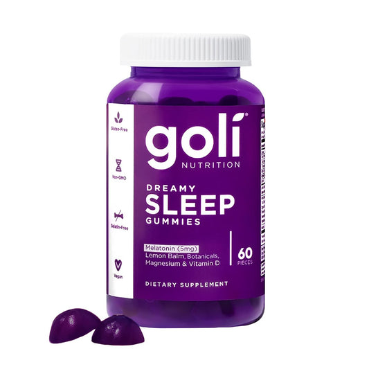 Goli Dreamy Sleep Gummy – 60 Stück – Melatonin, Vitamin D, Magnesium und Zitronenmelissenextrakt – Gelatinefrei, glutenfrei, vegan & nicht-GVO