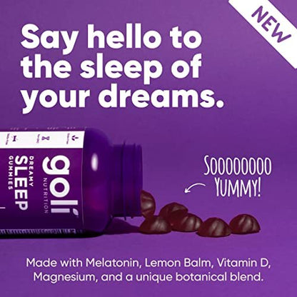 Goli Dreamy Sleep Gummy – 60 Stück – Melatonin, Vitamin D, Magnesium und Zitronenmelissenextrakt – Gelatinefrei, glutenfrei, vegan & nicht-GVO