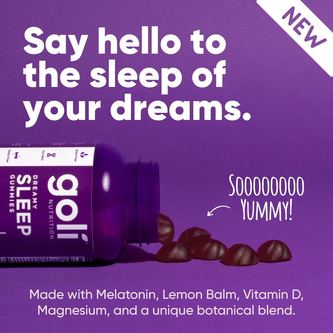 Goli Dreamy Sleep Gummy – 60 Stück – Melatonin, Vitamin D, Magnesium und Zitronenmelissenextrakt – Gelatinefrei, glutenfrei, vegan & nicht-GVO