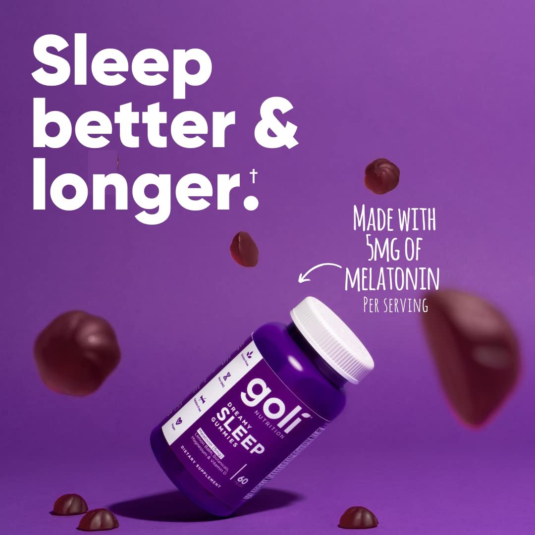 Goli Dreamy Sleep Gummy – 60 Stück – Melatonin, Vitamin D, Magnesium und Zitronenmelissenextrakt – Gelatinefrei, glutenfrei, vegan & nicht-GVO
