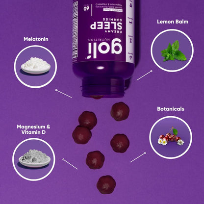 Goli Dreamy Sleep Gummy – 60 Stück – Melatonin, Vitamin D, Magnesium und Zitronenmelissenextrakt – Gelatinefrei, glutenfrei, vegan & nicht-GVO