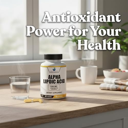 Alpha-Liponsäure 1300 mg pro Portion – Vegan, Glutenfrei, Non-GMO, 90 Kapseln, 45 Portionen