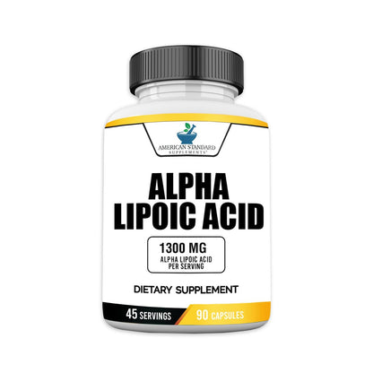 Alpha-Liponsäure 1300 mg pro Portion – Vegan, Glutenfrei, Non-GMO, 90 Kapseln, 45 Portionen