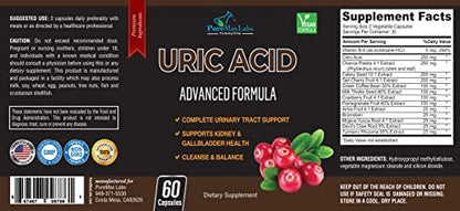 YUMMYVITE Harnsäure-Advanced-Formel – Nieren-, Leber-, Gallenblasen- und Harntrakt-Reinigung mit Cranberry, Chanca Piedra, Sauerkirsche, Mariendistel und Bromelain – 60 Kapseln