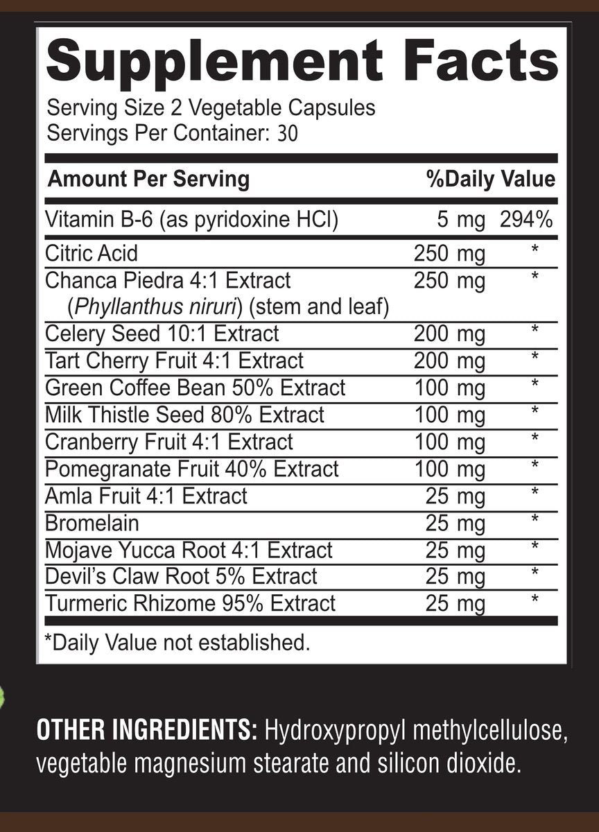 YUMMYVITE Harnsäure-Advanced-Formel – Nieren-, Leber-, Gallenblasen- und Harntrakt-Reinigung mit Cranberry, Chanca Piedra, Sauerkirsche, Mariendistel und Bromelain – 60 Kapseln