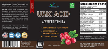 YUMMYVITE Harnsäure-Advanced-Formel – Nieren-, Leber-, Gallenblasen- und Harntrakt-Reinigung mit Cranberry, Chanca Piedra, Sauerkirsche, Mariendistel und Bromelain – 60 Kapseln