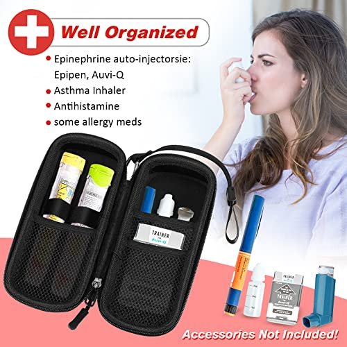 MEDMAX Epipen Medical Carrying Case – Hartschalen-EVA-Reiseetui für 2 EpiPens, Asthma-Inhalator, Auvi-Q, Notfall-Medikamente (Rot)