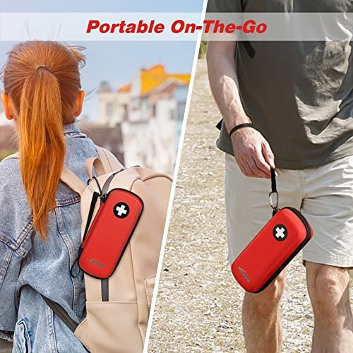 MEDMAX Epipen Medical Carrying Case – Hartschalen-EVA-Reiseetui für 2 EpiPens, Asthma-Inhalator, Auvi-Q, Notfall-Medikamente (Rot)