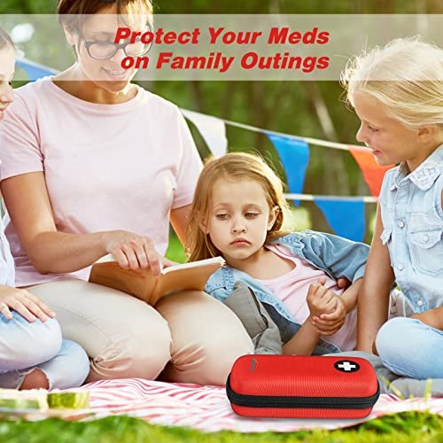 MEDMAX Epipen Medical Carrying Case – Hartschalen-EVA-Reiseetui für 2 EpiPens, Asthma-Inhalator, Auvi-Q, Notfall-Medikamente (Rot)