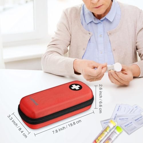 MEDMAX Epipen Medical Carrying Case – Hartschalen-EVA-Reiseetui für 2 EpiPens, Asthma-Inhalator, Auvi-Q, Notfall-Medikamente (Rot)