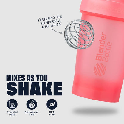 BlenderBottle Classic V2 Shakerflasche – Perfekt für Proteinshakes und Pre-Workout, 28 Unzen, Hellrosa