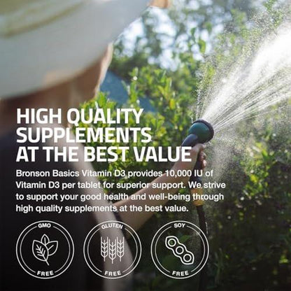 Bronson Vitamin D3 10.000 IE (250 µg) – 360 Tabletten für gesunde Muskelfunktion und Immununterstützung, Non-GMO
