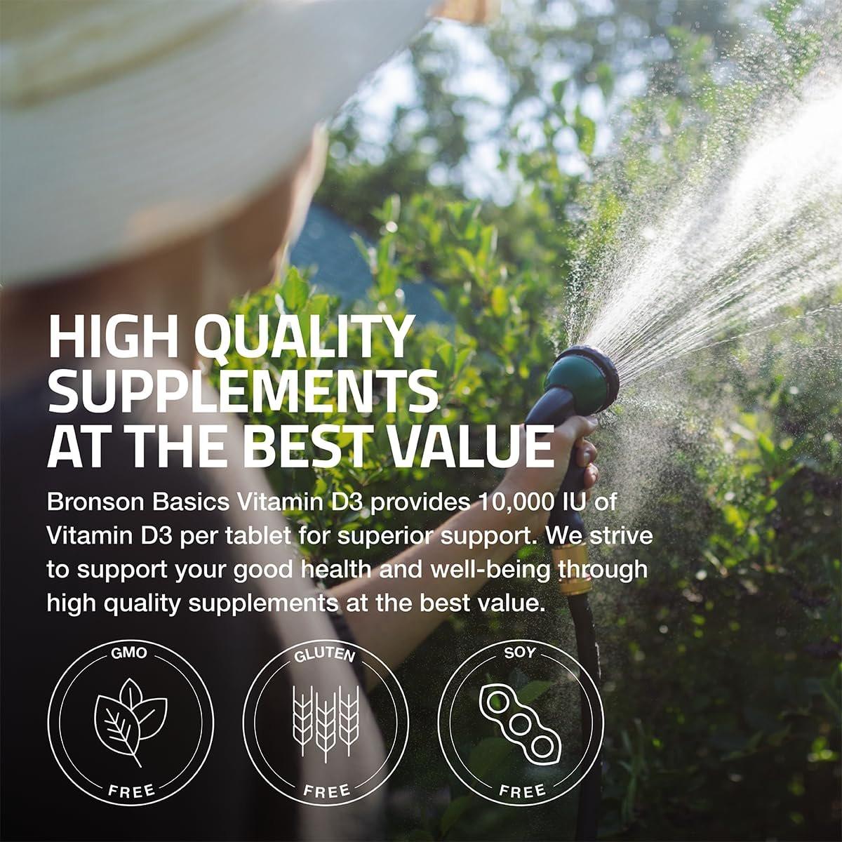 Bronson Vitamin D3 10.000 IE (250 µg) – 360 Tabletten für gesunde Muskelfunktion und Immununterstützung, Non-GMO