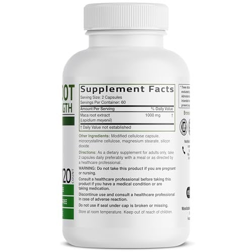 Bronson Maca Root Extra Lepidium Meyenii, Non-GMO, 120 Kapseln (pflanzlich)