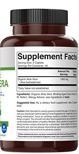 Brieofood Bio Aloe Vera 1500mg, 45 Portionen, Vegetarisch, Glutenfrei, 90 Vegetarische Tabletten