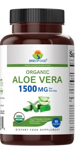 Brieofood Bio Aloe Vera 1500mg, 45 Portionen, Vegetarisch, Glutenfrei, 90 Vegetarische Tabletten