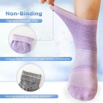 Bulinlulu Diabetikersocken für Damen und Herren, 6 Paar, nicht einschnürend, nahtlos, breite Socken, Größe 9-11 / 10-13 (Large, Weiß)