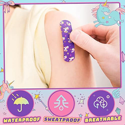 Tondiamo 200 Stücke 5 Stile Cartoon Pflaster für Kinder – Flexible Klebestreifen, Wasserdicht, Bunte Aufkleber für Mädchen, Schutzpflaster für Schnitte, Schrammen, Verbrennungen