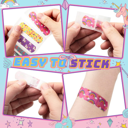 Tondiamo 200 Stücke 5 Stile Cartoon Pflaster für Kinder – Flexible Klebestreifen, Wasserdicht, Bunte Aufkleber für Mädchen, Schutzpflaster für Schnitte, Schrammen, Verbrennungen