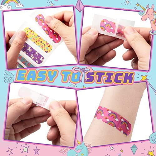 Tondiamo 200 Stücke 5 Stile Cartoon Pflaster für Kinder – Flexible Klebestreifen, Wasserdicht, Bunte Aufkleber für Mädchen, Schutzpflaster für Schnitte, Schrammen, Verbrennungen