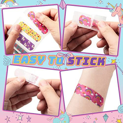 Tondiamo 200 Stücke 5 Stile Cartoon Pflaster für Kinder – Flexible Klebestreifen, Wasserdicht, Bunte Aufkleber für Mädchen, Schutzpflaster für Schnitte, Schrammen, Verbrennungen