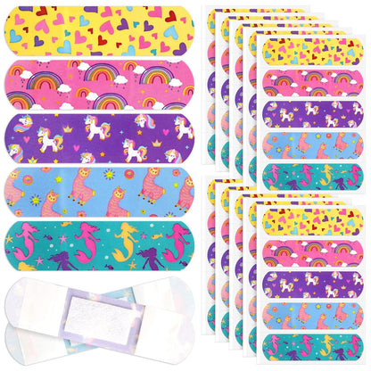 Tondiamo 200 Stücke 5 Stile Cartoon Pflaster für Kinder – Flexible Klebestreifen, Wasserdicht, Bunte Aufkleber für Mädchen, Schutzpflaster für Schnitte, Schrammen, Verbrennungen