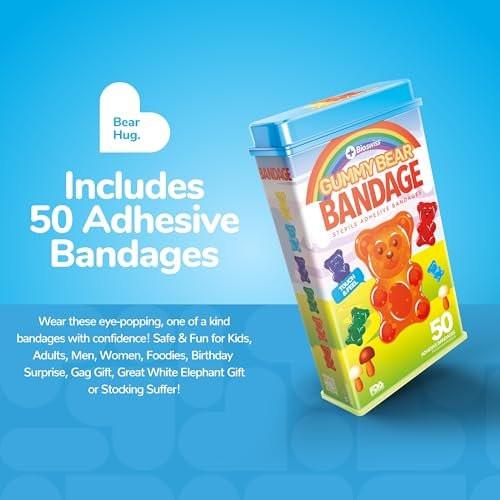BioSwiss Gummibär-Pflaster, selbstklebendes Wundpflaster-Set, latexfrei, steril, 50 Stück in Dose