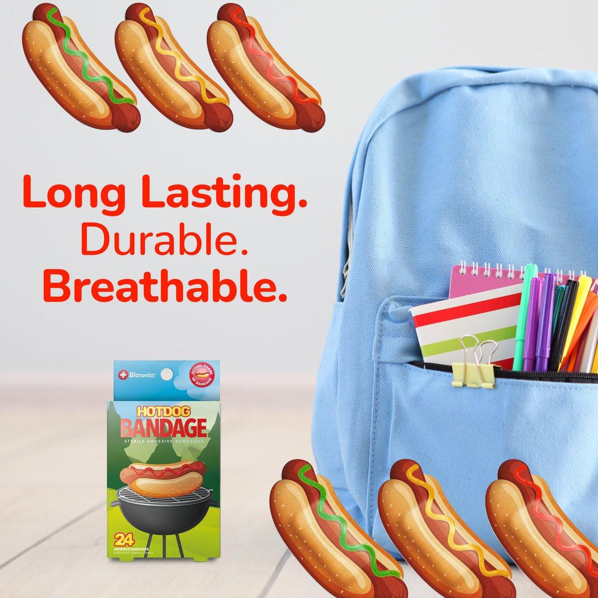 BioSwiss Pflaster Hot Dog Form Selbstklebend, Latexfrei, Steril, 24 Stück