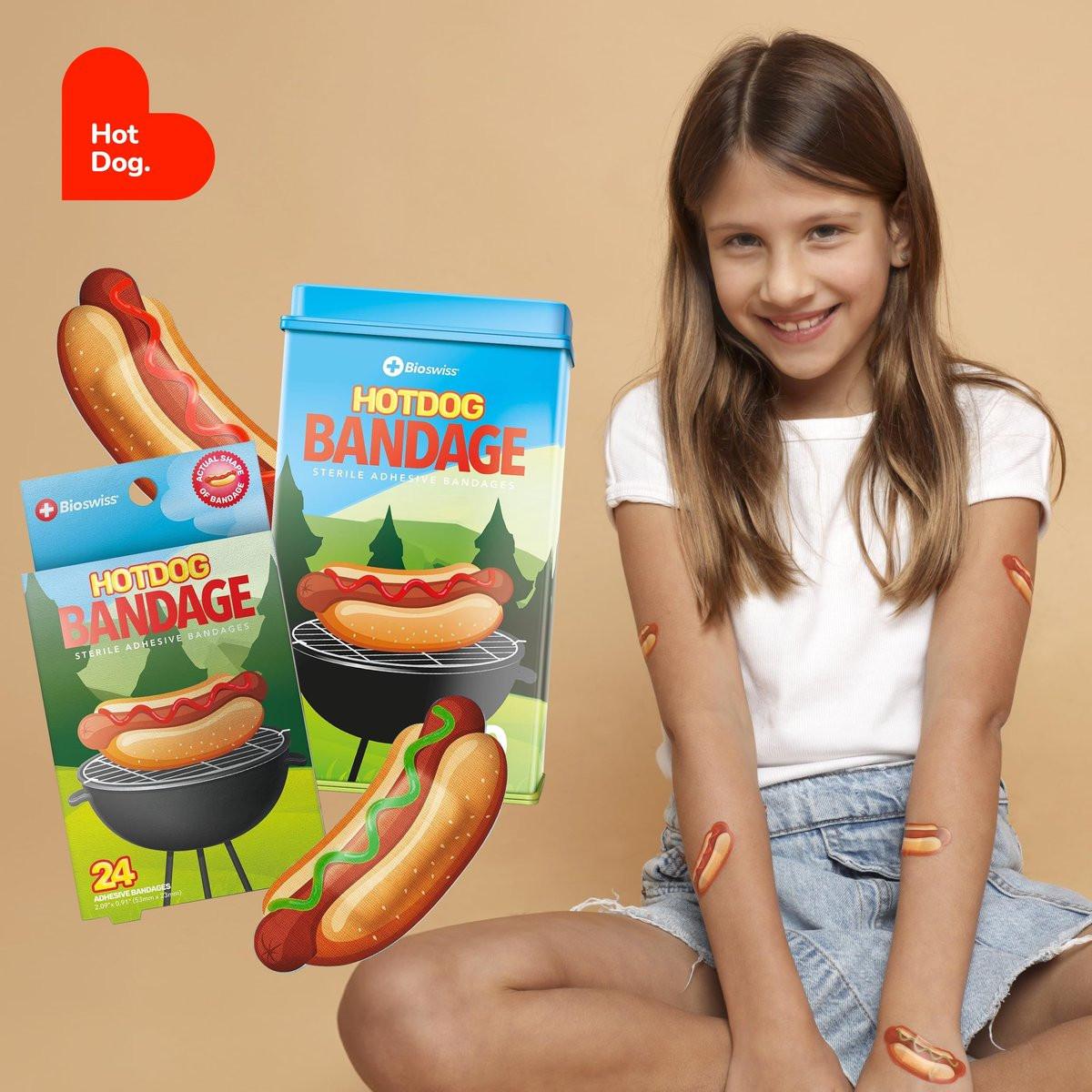 BioSwiss Pflaster Hot Dog Form Selbstklebend, Latexfrei, Steril, 24 Stück
