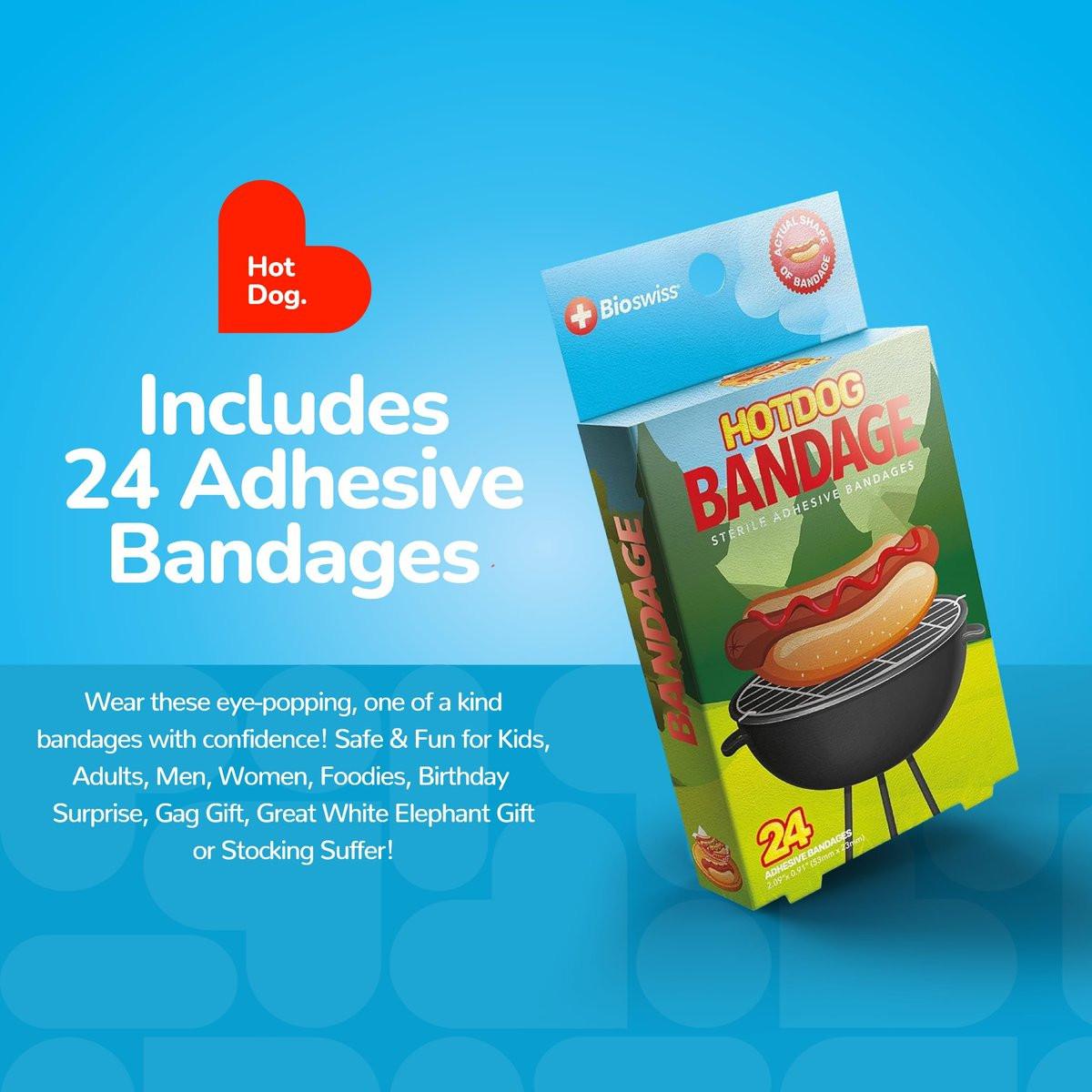 BioSwiss Pflaster Hot Dog Form Selbstklebend, Latexfrei, Steril, 24 Stück
