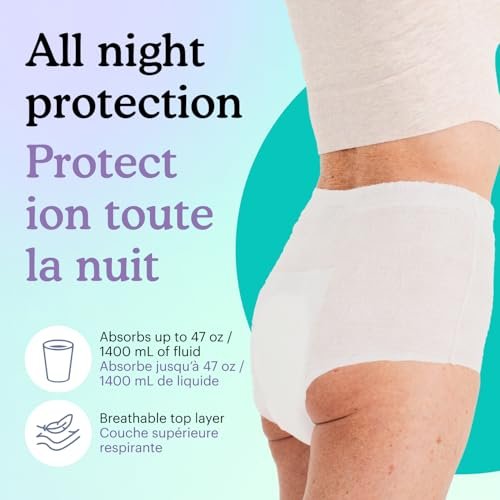 Because Overnight Absorbency Pull-Ups – Saugfähige Inkontinenzhosen für Erwachsene, Extra Saugfähige Nachtwindeln für Männer und Frauen, Weiß, Small/Medium, 20 Stück