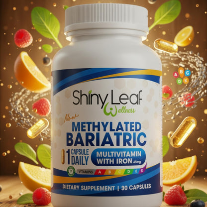 Shiny Leaf Methylated Bariatric Multivitamin mit Eisen 45 mg – Einmal täglich Kapsel, Hergestellt in den USA, ASMBS-konforme bariatrische Vitamine für Magenbypass & Magenschlauch, für Männer & Frauen – (90 Stück)
