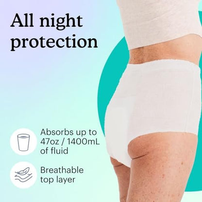 Because Overnight Absorbency Pull-Ups - Einwegunterwäsche für Erwachsene, extra saugfähige Nachtwindeln für Männer und Frauen, Weiß, Large, 20 Stück
