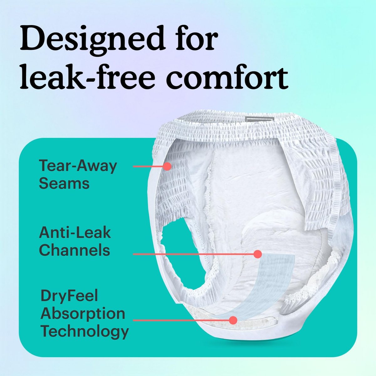 Because Overnight Absorbency Pull-Ups - Einwegunterwäsche für Erwachsene, extra saugfähige Nachtwindeln für Männer und Frauen, Weiß, Large, 20 Stück