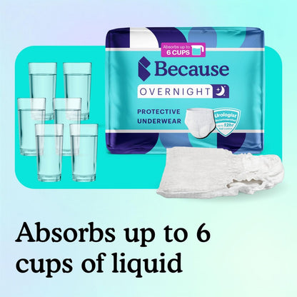 Because Overnight Absorbency Pull-Ups - Einwegunterwäsche für Erwachsene, extra saugfähige Nachtwindeln für Männer und Frauen, Weiß, Large, 20 Stück