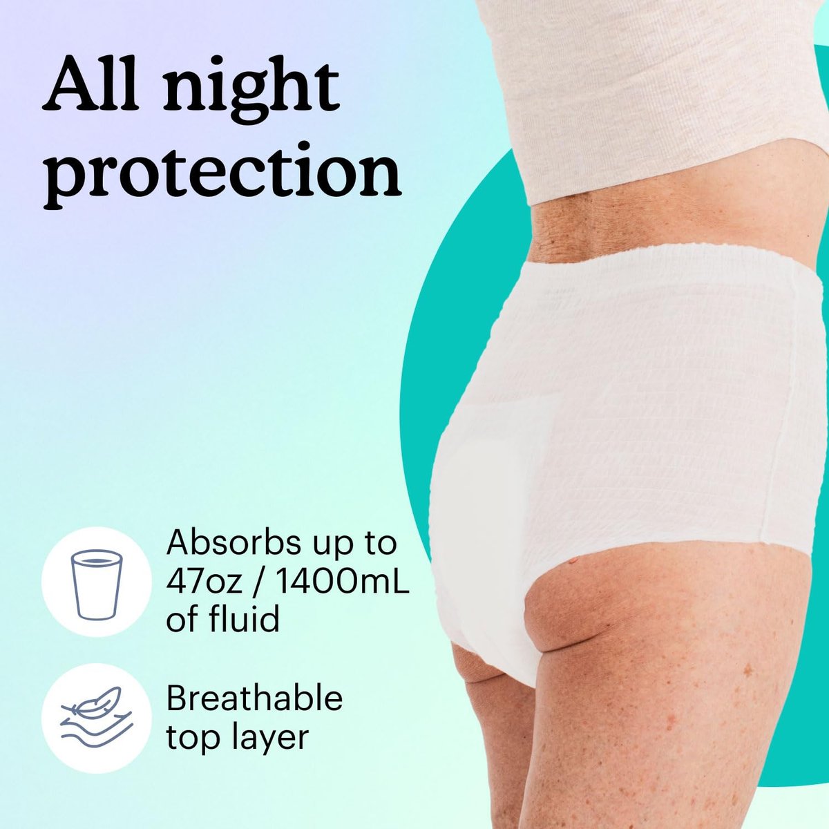Because Overnight Absorbency Pull-Ups - Einwegunterwäsche für Erwachsene, extra saugfähige Nachtwindeln für Männer und Frauen, Weiß, Large, 20 Stück