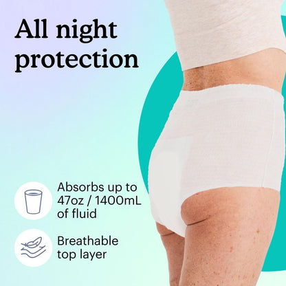 Because Overnight Absorbency Pull-Ups - Einwegunterwäsche für Erwachsene, extra saugfähige Nachtwindeln für Männer und Frauen, Weiß, Large, 20 Stück