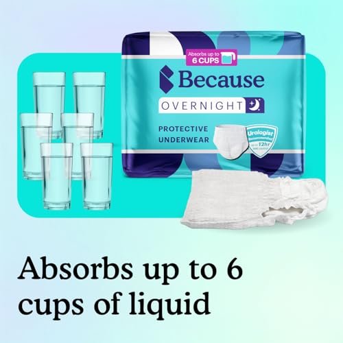 Because Overnight Absorbency Pull-Ups - Einwegunterwäsche für Erwachsene, extra saugfähige Nachtwindeln für Männer und Frauen, Weiß, Large, 20 Stück