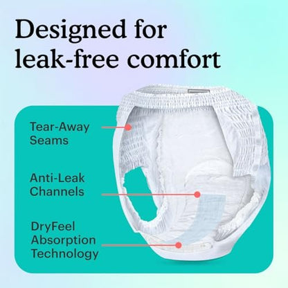 Because Overnight Absorbency Pull-Ups - Einwegunterwäsche für Erwachsene, extra saugfähige Nachtwindeln für Männer und Frauen, Weiß, Large, 20 Stück